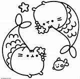 Pusheen Coloring Mermaid Pages Baby Drawing Printable Clipartmag sketch template