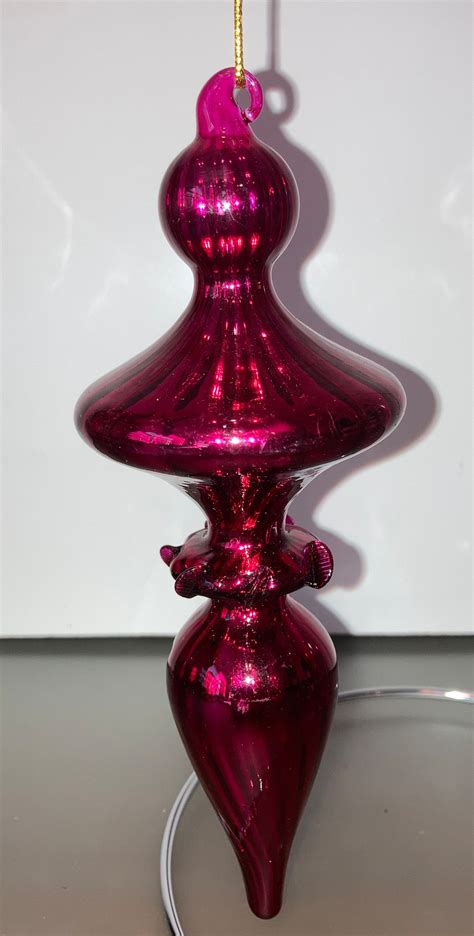 Art Glass Spire Ornament Cranberry Red Spire Ornament Etsy