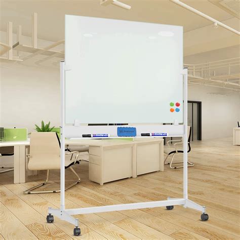 mobile glass dry erase board  stand large magnetic whiteboard officetopify