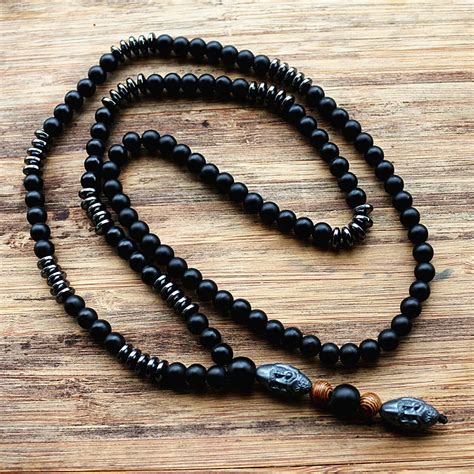 Black Men S Hematite Carving Bead Necklace Fashion Jewelry