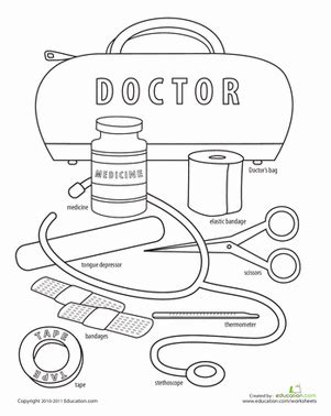 doctor bag coloring sheet coloring pages