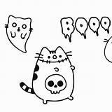 Pusheen Coloring Halloween Pages Fall Kids Christmas sketch template