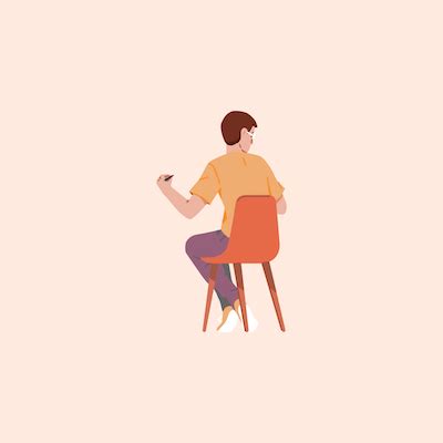 illustration  seated person facing  designstripe