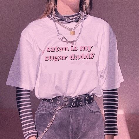 fashion tops satan is my sugar daddy tumblr girls shirt aesthetic