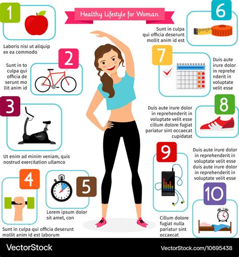 woman healthy lifestyle infographics royalty  vector