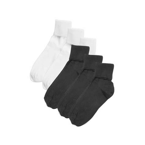 Womens Buster Brown 100 Cotton Fold Over Socks 6 Pair Pack White