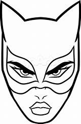 Catwoman Drawing Drawings Cat Easy Halloween Face Cartoon Draw Dc Masque Superhero Step Batman Marvel Comics Superman Coloring Comic Pages sketch template