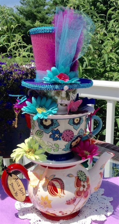 Mad Hatter Whimsical Stacked Teapot And Teacup By Edieschiccrafts