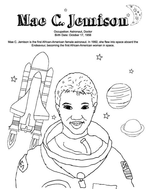 printable mae jemison coloring page  printable coloring pages