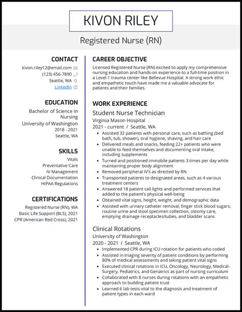 nursing student resume examples  work