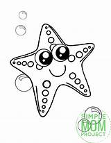 Coloring Starfish Pages Printable Animal Fun Ocean Kids sketch template