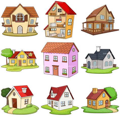 cartoon houses clipart vector collection friendlystock