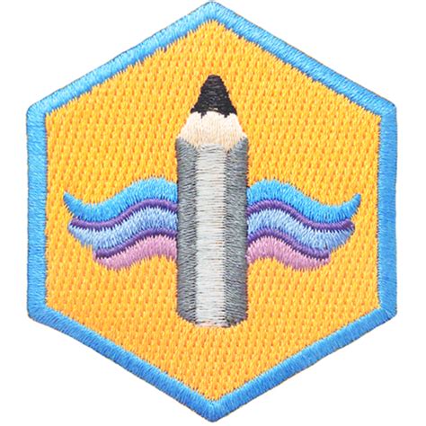 embroidered patch   pencil   center  water   side