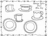 Tea Coloring Party Pages Printable Set Kids Teacup Crafts Bnute Activities Games Own Activity Teapot Princess Print Sheet Color Clipart sketch template