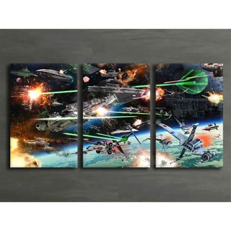 3pcs star wars space battle toile tableau home décor peinture à l huile