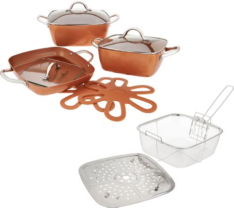 copper chef  piece cerami tech nonstick cookware set page  qvc