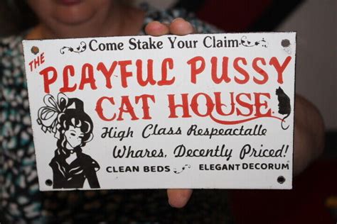 Playful Pussy Cat House Nevada Brothel Prostitute Gas Oil Porcelain
