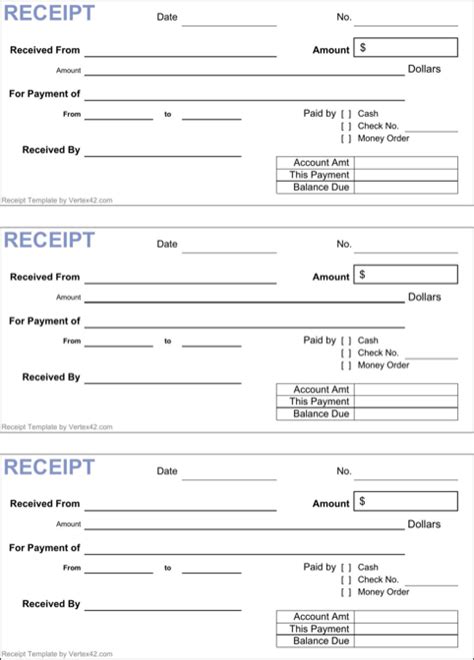 blank receipt template   formtemplate