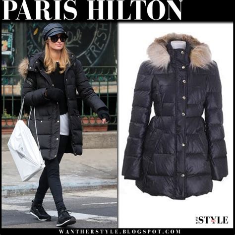 paris hilton in black puffer coat in new york on march 5