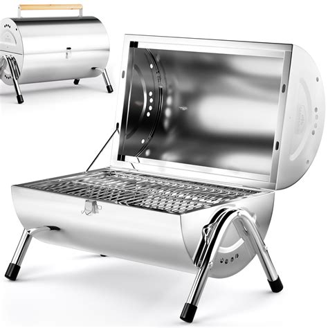 bbq grill charcoal barbecue portable mobile stainless steel table
