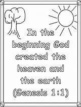Coloring Pages Genesis God Kids Created Beginning Christian Bible Creation Earth Verse Children Verses Preschool Sunday School Activities Childrenschapel Crafts sketch template