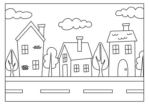 house coloring page  kid activity printable vector  vector