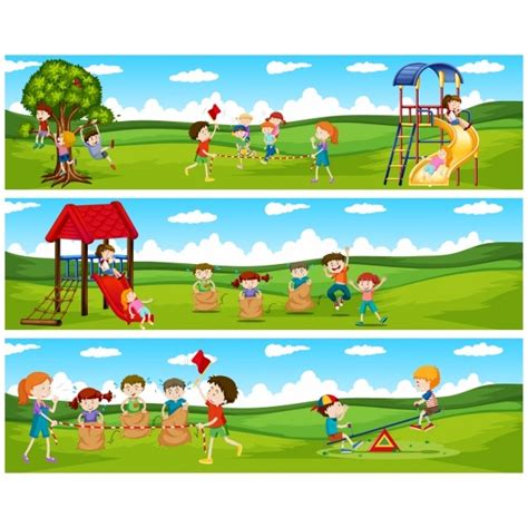 premium vector kids playing banners collection
