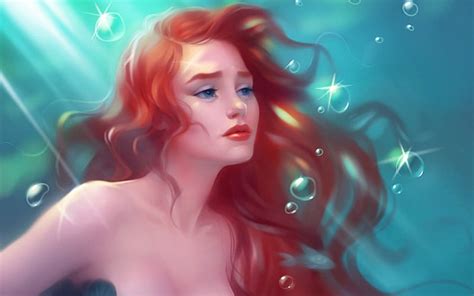 Tears In The Ocean Underwater Art Redhead Mermaid Woman Arielle