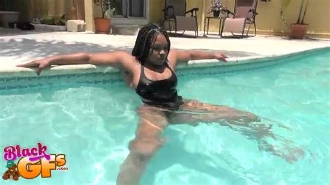 sweet african girl sucking my horny white dick in the pool