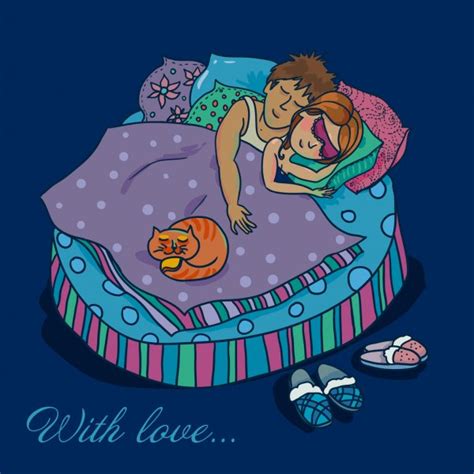 A Pair Of Lovers Sleeping Illustration In Cartoon Style