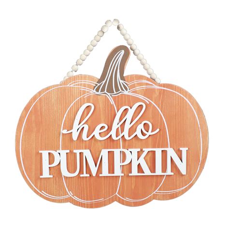 celebrate orange wooden pumpkin harvest sign  bead hanging
