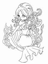 Mermaid Coloring Pages Cute Girl Pinup Colouring Jadedragonne Christmas Deviantart Girls Printable Mermaids Anime Chibi Kids Print Color Adults Shell sketch template