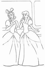 Cinderella Coloring Pages Sisters Stepsisters Disney Template sketch template