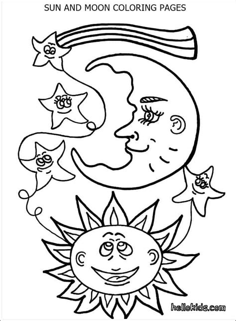 sun moon  stars coloring pages   star coloring pages moon