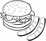 Coloring Sausage Hamburger Delicious Easy Pages Food sketch template