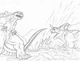 Godzilla Coloring Monsters Pages Kindergarten Letscolorit Giant Other Zum Monster Line Ausdrucken Gemerkt Von sketch template