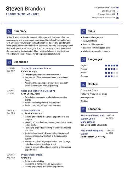 procurement specialist resume sample   resumekraft