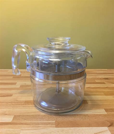 vintage pyrex coffee pot  cup blue flameware glass kitchenware vintage tupperware vintage