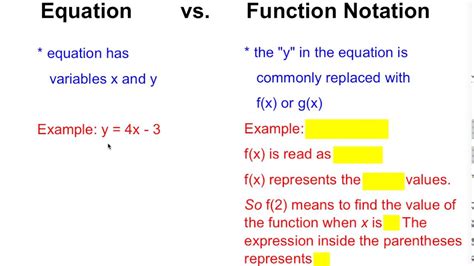 equation  function notation youtube