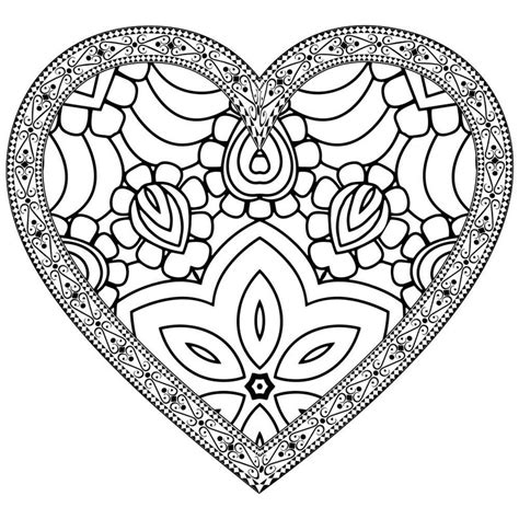 heart  valentine theme zentangle  mandala coloring book pages