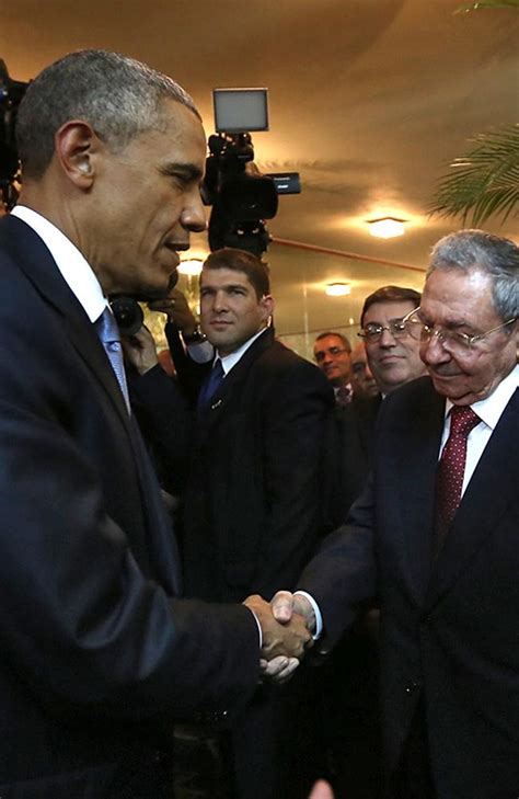 us president barack obama and cuba s raul castro shake hands ahead of