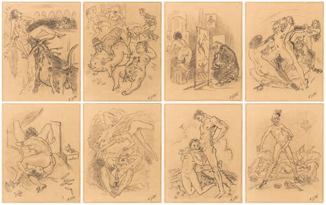 A Group Of Eight Drawings Of Erotic Encounters By H Zelle