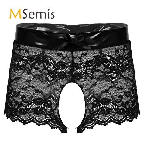 Sexy Womens Crotchless Underwear See Through Lace Erotic Underwear Open