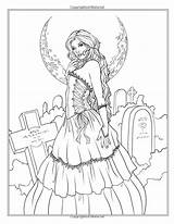 Coloring Pages Gothic Dark Adult Print Halloween Fantasy Grayscale Book Magic Amazon Night Printable Witch Border Vector Colouring Getdrawings Books sketch template