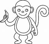 Monkey Outline Clipart Cartoon Background Clip Library Line Cute Cliparts sketch template