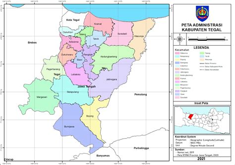 peta administrasi kabupaten tegal provinsi jawa tengah neededthing