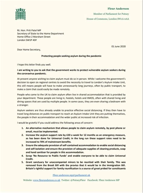 letter protecting people seeking asylum   pandemic fleur