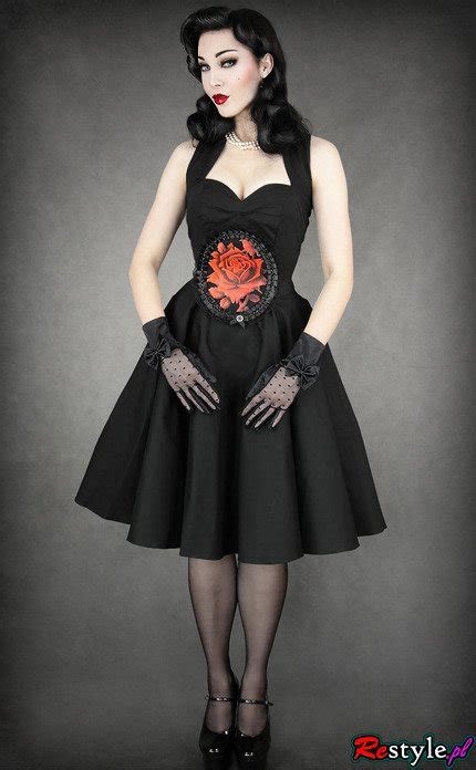 Pin Up 50 Black Dress Heart Neckline Elegant Retro