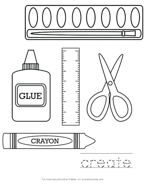 school supplies coloring pages printables    preschool