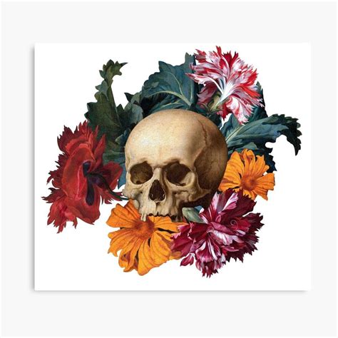 skull  flowers antique colorful oil painting canvas print  eegnat   colorful